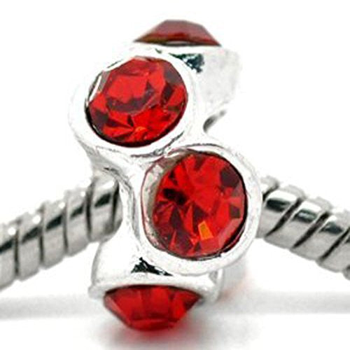 Red  Rhinestone Spacer European Bead Compatible for Most European Snake Chain Bracelet - Sexy Sparkles Fashion Jewelry - 1