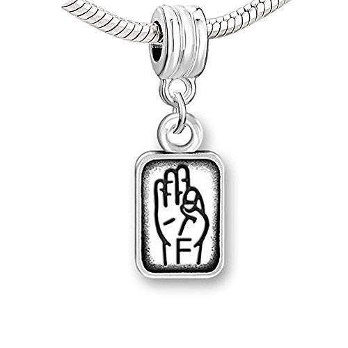 Sign Lauguage Charms Alphabet Letter European Bead Compatible for Most European Snake Chain Bracelet (F) - Sexy Sparkles Fashion Jewelry