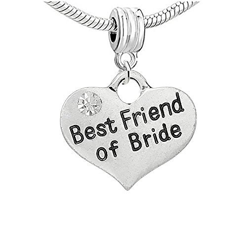 Two Sided Wedding Charm Best Friend of the Bride Bead With Clear  Crystals For Snake Chain Bracelet - Sexy Sparkles Fashion Jewelry