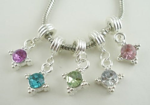 Purple  Rhinestone Dangle European Style For Snake Chain Charm Bracelet - Sexy Sparkles Fashion Jewelry - 2