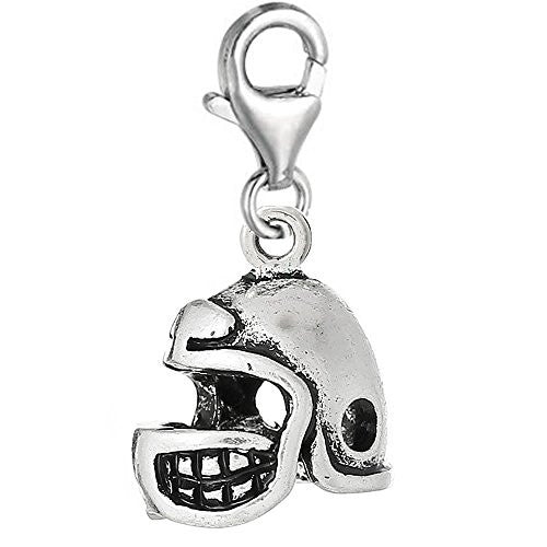 Sports Helmet Clip On Pendant for European Charm Jewelry w/ Lobster Clasp