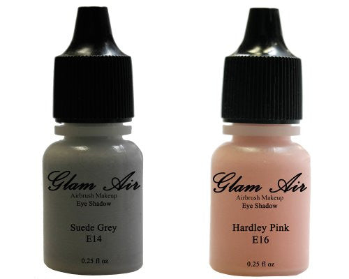 Glam Air Set of Two (2) s-E14Suede Grey & E16 Hardley Pink Airbrush Water-based 0.25 Fl. Oz. Bottles of Eyeshadow - Sexy Sparkles Fashion Jewelry - 1