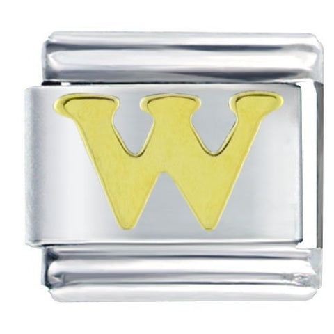 Gold plated base Letter W Italian Charm Bracelet Link - Sexy Sparkles Fashion Jewelry - 4