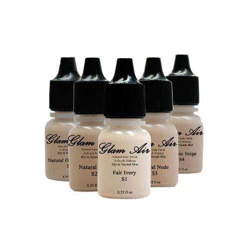 Glam Air Airbrush Foundation Makeup in 5 assorted Light Satin Shades (Great for normal to dry skin)S1-S5