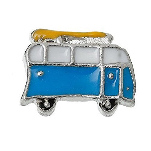 Floating Charms for Glass Living Memory Locket Pendant and Stainless Steel Back Plate (''Bus'' Floating Charm)