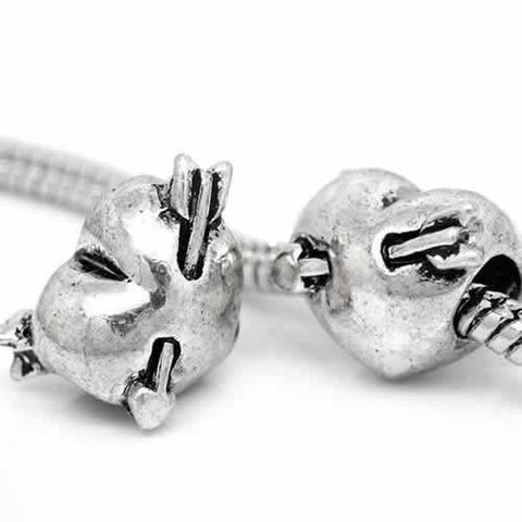 Cupid Heart Dangle Spacer Charm European Bead Compatible for Most European Snake Chain Bracelet - Sexy Sparkles Fashion Jewelry - 4