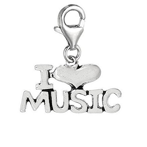 I love Music With Heart Clip On Charm Pendant for European Charm Jewelry w/ Lobster Clasp - Sexy Sparkles Fashion Jewelry