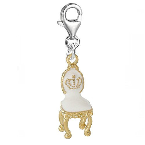 White Princess Chair Clip on Pendant for European Charm Jewelry w/ Lobster Clasp - Sexy Sparkles Fashion Jewelry