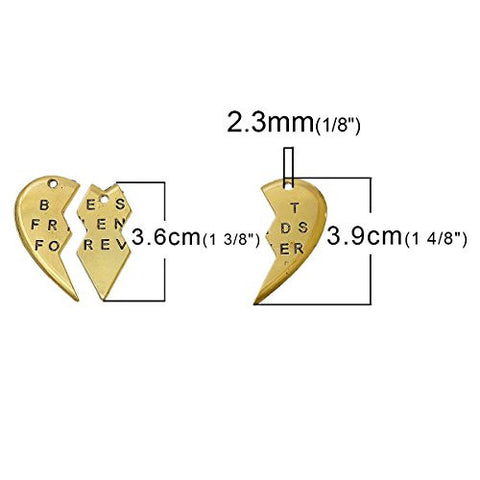 BFF Best Friends Forever 3pc Split Heart Pendant for Necklace - Sexy Sparkles Fashion Jewelry - 2