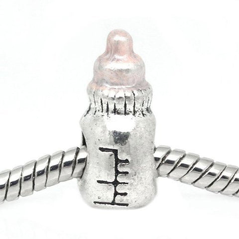 Pink Baby Bottle Bead Spacer for Snake Chain Charm Bracelet - Sexy Sparkles Fashion Jewelry - 4