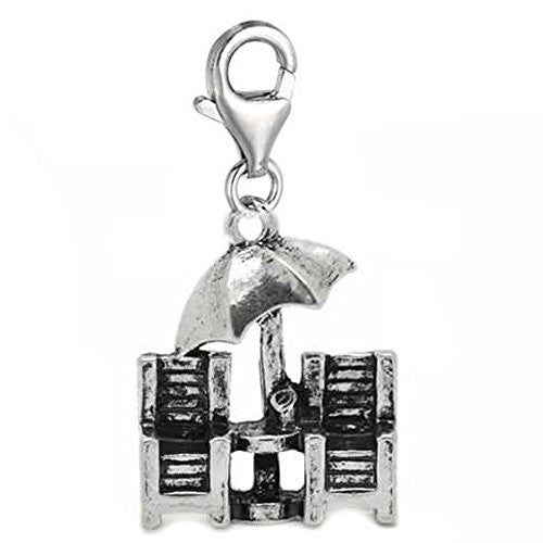 Clip on Beach Chairs Dangle Charm Pendant for European Clip on Charm Jewelry w/ Lobster Clasp - Sexy Sparkles Fashion Jewelry