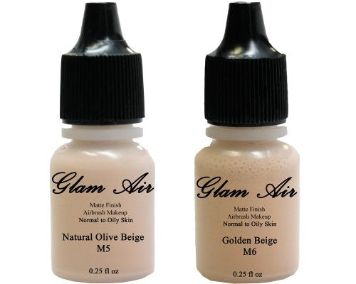 Glam Air Airbrush Water-based Foundation in Set of Two (2) Assorted Medium Matte Shades M6-M7 0.25oz