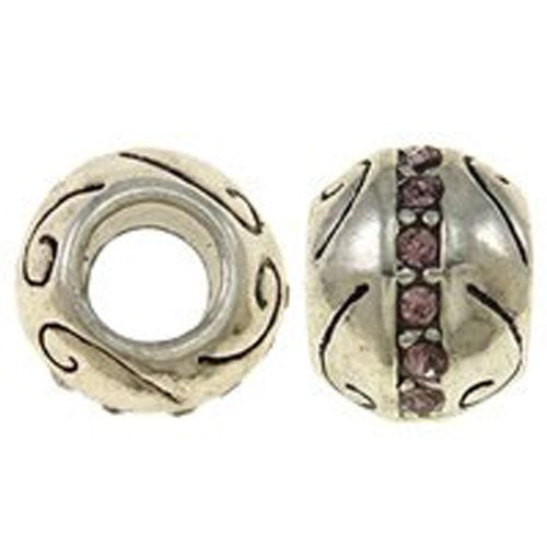 Amethyst Rhinestone Birthstone Charm Beads for Snake Chain Charm Bracelet