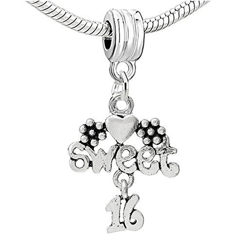 Sweet 16 Heart Flower Bead Compatible for Most European Snake Chain Bracelet - Sexy Sparkles Fashion Jewelry