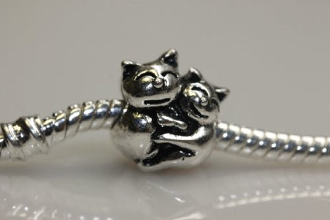 Hugging Kittens Charm European Bead Compatible for Most European Snake Chain Bracelet - Sexy Sparkles Fashion Jewelry - 2