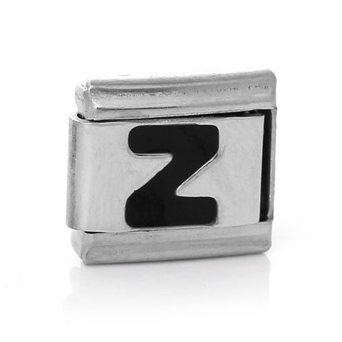 Italian Charm Bracelet Link Square Silver Tone Alphabet Letter (Z) - Sexy Sparkles Fashion Jewelry - 1