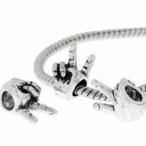 Hand Peace Sign Bead Charm Spacer For Snake Chain Charm Bracelet - Sexy Sparkles Fashion Jewelry - 2