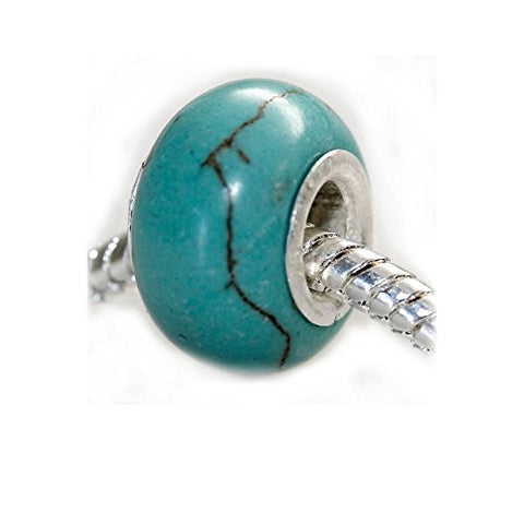 Turquoise Stone Charm European Bead Compatible for Most European Snake Chain Bracelet - Sexy Sparkles Fashion Jewelry - 1