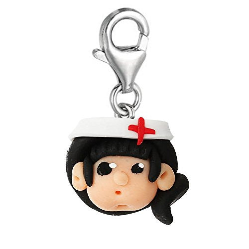 Nurse Clip On Polymer Clay Pendant for European Charm Jewelry w/ Lobster Clasp - Sexy Sparkles Fashion Jewelry