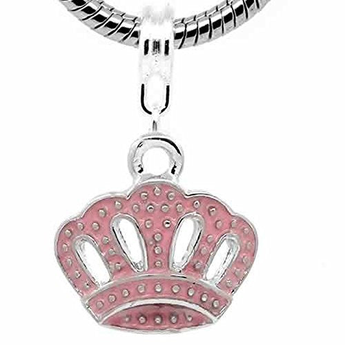 Pink Princess Crown Bead Spacer for Snake Chain Charm Bracelet - Sexy Sparkles Fashion Jewelry - 1