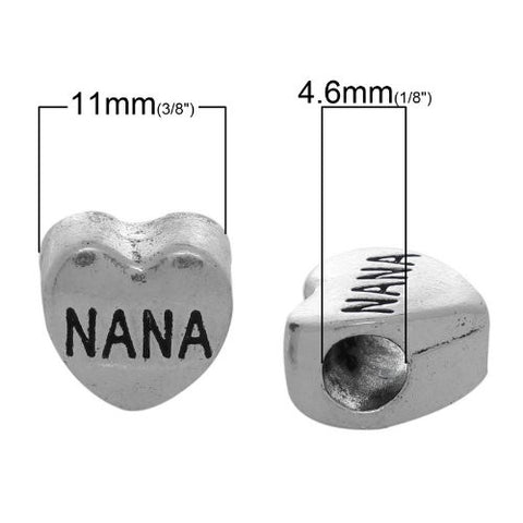 Nana Heart Bead European Bead Compatible for Most European Snake Chain Charm Bracelets - Sexy Sparkles Fashion Jewelry - 2