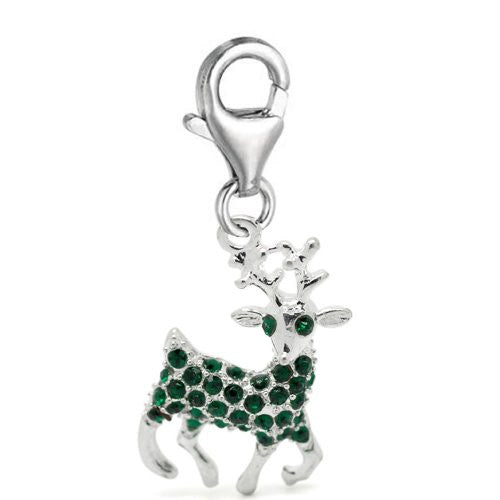 Christmas Reindeer Clip On for European Charm Jewelry w/ Lobster Clasp - Sexy Sparkles Fashion Jewelry