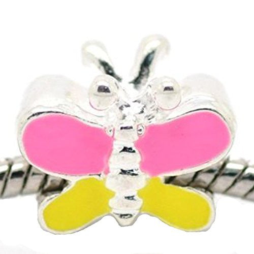 Enamel Butterfly Charm Spacer European Bead Compatible for Most European Snake Chain Bracelet - Sexy Sparkles Fashion Jewelry - 1