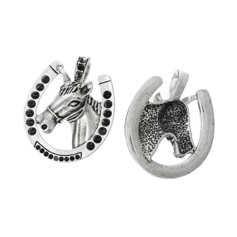 Horse Head Horseshoe Pendant Necklace Charm - Sexy Sparkles Fashion Jewelry - 3