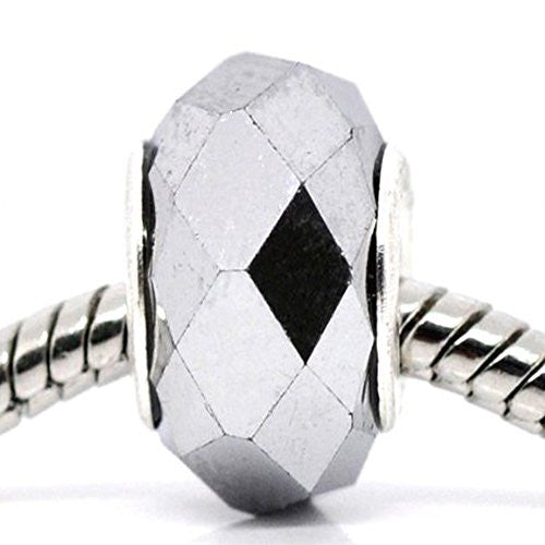 Beautiful -grey Faceted Glass Bead Charm European Bead Compatible for Most European Snake Chain Bracelet
