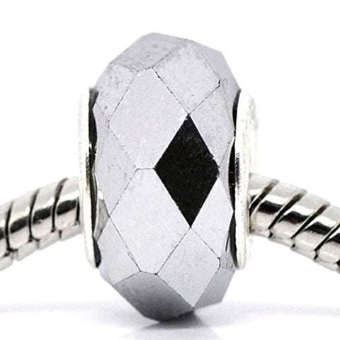Beautiful -grey Faceted Glass Bead Charm European Bead Compatible for Most European Snake Chain Bracelet - Sexy Sparkles Fashion Jewelry - 1