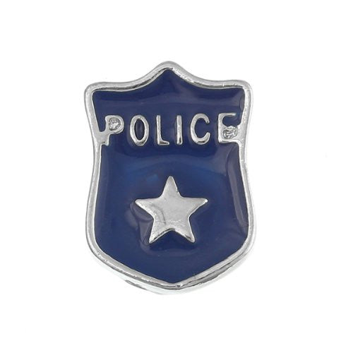 Poice Officer Badge Floating Charms For Glass Living Memory Lockets - Sexy Sparkles Fashion Jewelry - 1