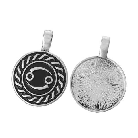 Round Constellation Cancer Zodiac Sign Charm Pendant for Necklace - Sexy Sparkles Fashion Jewelry - 3