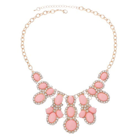 Fashion Jewelry Necklace Gold Tone with Clear Rhinestone and Acrylic Stones with Lobster Clasp 19 - Sexy Sparkles Fashion Jewelry