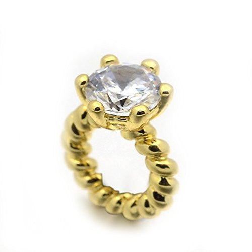 High Quality Cz Clear Stone Diamond Gold Tone Ring/engagment Ring Charm Bead - Sexy Sparkles Fashion Jewelry