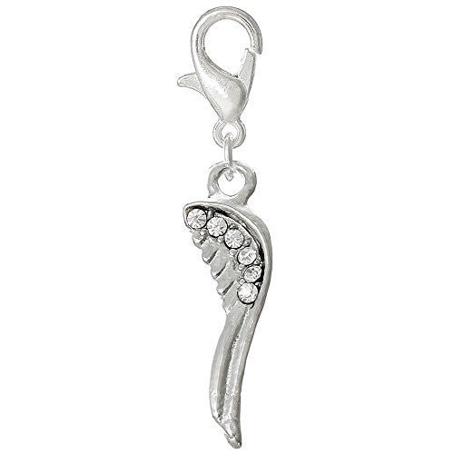Angel Wing Clip On For Bracelet Charm for European Charm w/ Lobster Clasp