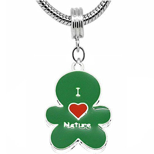 Green I Love Nature Bead Charm Dangle for snake Chain charm Bracelet - Sexy Sparkles Fashion Jewelry - 1