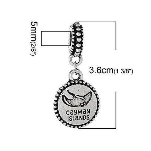 State Charm Bead Spacer (Cayman Islands)Spacer Bead for European Snake Chain Charm Bracelet - Sexy Sparkles Fashion Jewelry - 3