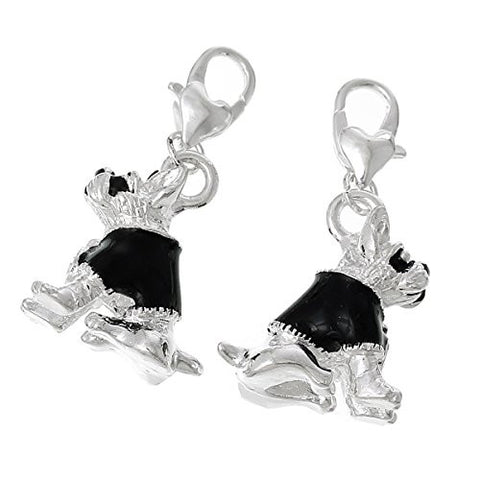 Dog W/ Black Shirt Clip On For Bracelet Charm Pendant for European Charm Jewelry w/ Lobster Clasp - Sexy Sparkles Fashion Jewelry - 2