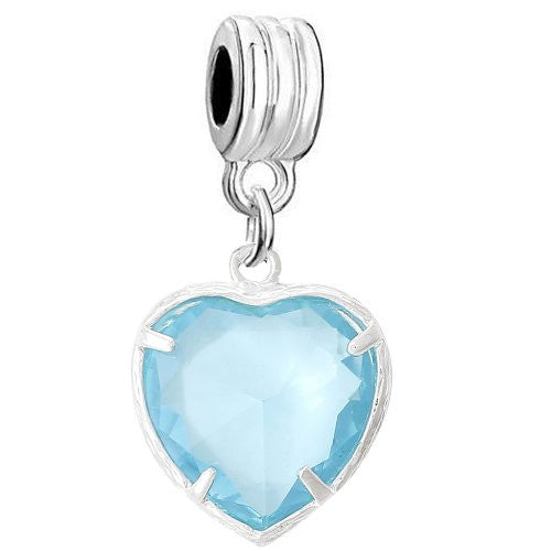 March Cubic zirconia Birthstone Charms Fits European Snake Chain Charm Bracelet