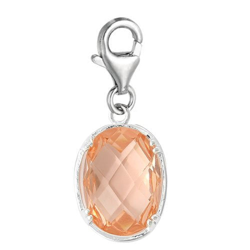 Copper Charm Pendants Pink Birthstone Triangle Bright Sparkly Silver  Cubic Zirconia Faceted - Sexy Sparkles Fashion Jewelry