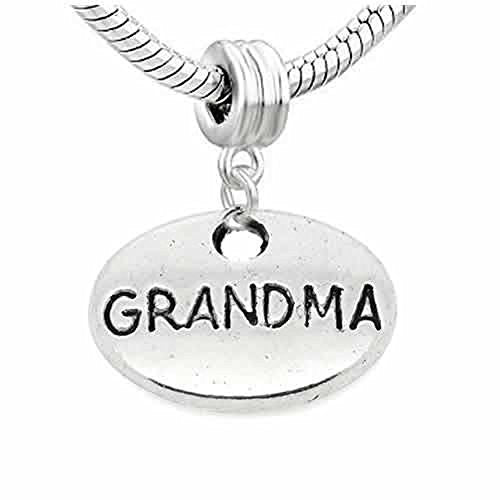 Grandma Charm Oval Dangle European Bead Compatible for Most European Snake Chain Bracelet