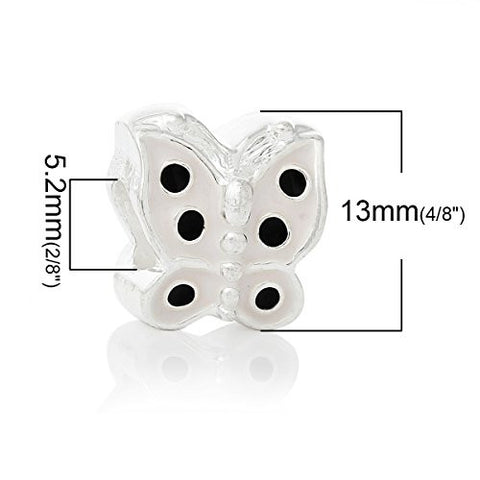 White Enamel Mother's Day Butterfly European Bead Compatible for Most European Snake Chain Bracelet - Sexy Sparkles Fashion Jewelry - 3