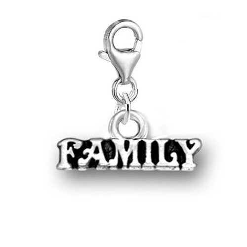 Clip on Family Dangle Pendant for European Clip on Charm Jewelry w/ Lobster Clasp