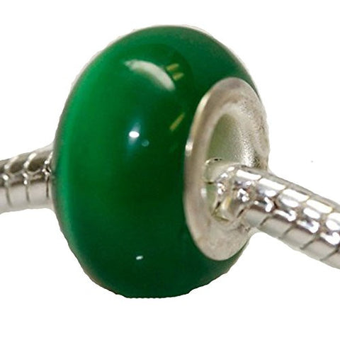 Cat's Eye Glass European Beads For Snake Chain Bracelet (Dark Green) - Sexy Sparkles Fashion Jewelry - 1