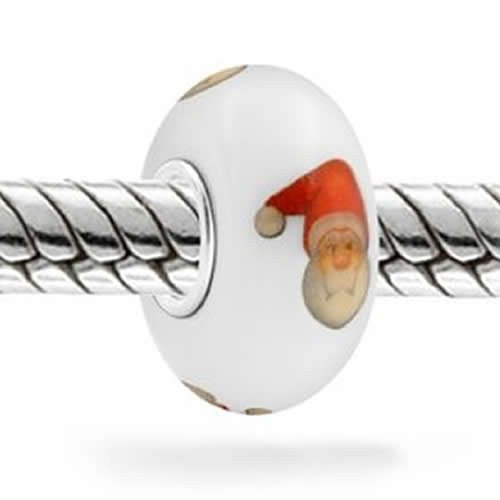 Christmas Santa Claus Murano Glass European Bead Compatible for Most European Snake Chain Bracelets