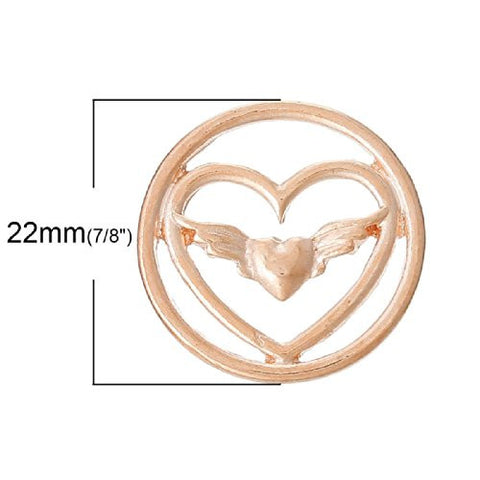 Heart With Wings Floating Charms Dish Plate for Glass Locket Pendants - Sexy Sparkles Fashion Jewelry - 2