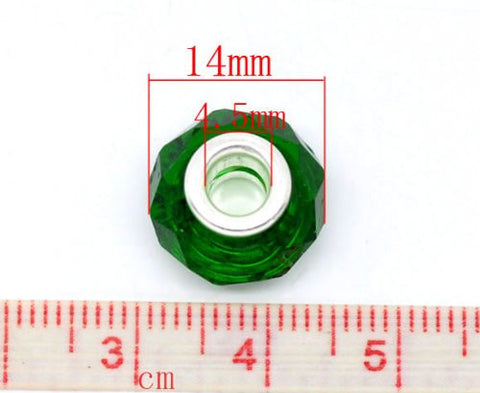 Glass Faceted Style Beads for Snake Chain Charm Bracelet (Green) - Sexy Sparkles Fashion Jewelry - 3