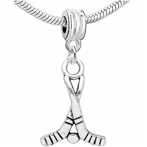 Ice Hockey Stick Dangle Charm European Bead Compatible for Most European Snake Chain Bracelet - Sexy Sparkles Fashion Jewelry - 1