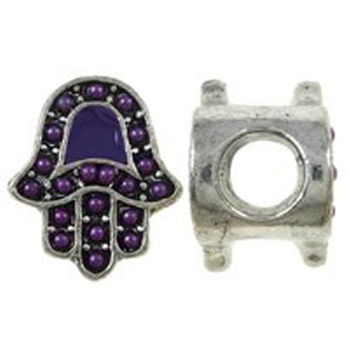 Hamsa or Hand of Fatima Spacer Bead For Snake Chain Bracelet (Purple) - Sexy Sparkles Fashion Jewelry