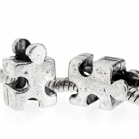 Autism Awareness Jigsaw Puzzle Piece Charm Beads For Snake Chain Charm Bracelet - Sexy Sparkles Fashion Jewelry - 4